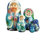 G.Debrekht 110073 Russia Nested Dolls Winter Sweet Santa 5 Nest Doll 6.5 in.