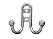 Brainerd B46115J SN C Double Prong Robe Hook With Ball End Satin Nickel 1 Pack