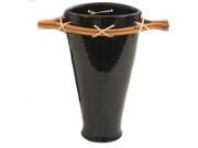 Distinctive Designs DDI 181U Small 12 in. H Glossy Metallic Black Fuji Vase with Rattan Pole Trim