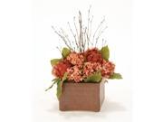 Distinctive Designs 3407 Rust Toned Fall Mix of Silk Hydrangeas Twigs and Leaves with Natural Products