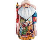 G.Debrekht 241072 Woodcarving Rocking Bag Santa 10 in. Woodcarved Santa