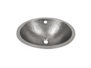 The Copper Factory Solid Hand Hammered Copper 19in.X 16in. Oval Undermount Lavatory Sink in Satin Nickel Finish CF170SN