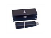 Handcrafted Model Ships FT 0212 CH L Admirals Chrome Leather Spyglass Telescope 27 in. With Black Rosewood Box Decorative Accent