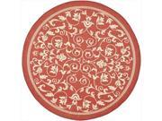 Safavieh CY2098 3707 5R 5 Ft. 3 In. x 5 Ft. 3 In. Round Indoor Outdoor Courtyard Red Natural Machine Made Rug