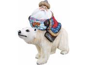 G.Debrekht 2821074 Woodcarving Global Journey Santa On Polar Bear 10 in. Woodcarved Santa