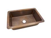 The Copper Factory Solid Hand Hammered Copper 32in. X 21in. Large Single Bowl Drop In Undermount Sink in Antique Copper Finish CF163AN