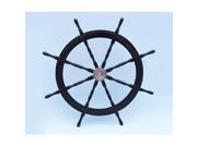 Handcrafted Model Ships SW48CH Black Deluxe Class Wood and Chrome Pirate Ship Steering Wheel 48 in. Decorative Accent
