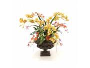 Distinctive Designs International 9803 Orchid Garden in a Large Leather Ribbed Urn