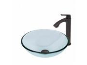 VIGO Crystalline Glass Vessel Sink and Linus Vessel Faucet Set in a Antique Rubbed Bronze Finish