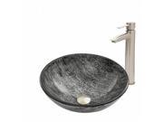 VIGO Titanium Glass Vessel Sink and Shadow Faucet Set in Brushed Nickel Finish