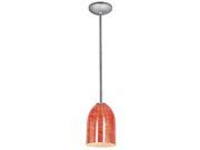 Access Lighting 28018 2R BS WRED Bordeaux Rod Glass Pendant Brushed Steel Wicker Red