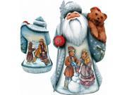 G.Debrekht 2821459 Woodcarving Frosty Friends 11 in. Woodcarved Santa