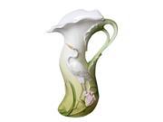 Unicorn Studios AP20001AA Ceramic White Pitcher with Egret Pink Bloom