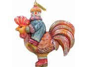 G.Debrekht 63134 General Holiday Snowman On Rooster Ornament 4 in.