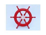 Handcrafted Model Ships SW18CH D Red Deluxe Class Dark Red Wood and Chrome Ship Steering Wheel 18 in. Decorative Accent
