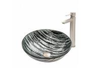 VIGO Rising Moon Glass Vessel Sink and Shadow Faucet Set in Brushed Nickel Finish