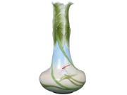 Unicorn Studios AP20247AA Triple Lotus Leaves with Red Dragonfly Porcelain Vase