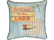 Manual Woodworkers and Weavers SLWTLK Welcome To The Lake Printed Pillow Vibrant Colors 18 X 18 in.
