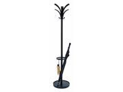 Alba PMBRION Coat Stand in Black With 8 Black Coat Pegs and a Integrated Umbrella Holder