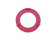 Handcrafted Model Ships MC 1963 12 Red M Brass Deluxe Class Porthole Mirror 12 in. Dark Red Decorative Accent