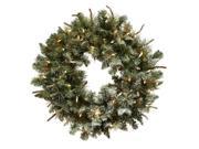 Nearly Natural 4861 30 in. Lighted Frosted Pine Wreath