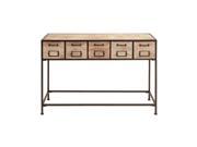 Woodland Import 54427 Console Table with Bright Light Wood Finish Metal Leg