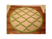 IMS 2607R7253bg LGR Moraccan Tile Pattern Round Heavyweight Indoor Outdoor Rug Beige Light Green 6 ft. x 6 in.