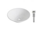 Kraus KCV 143 CH Elavo White Ceramic Round Vessel Bathroom Sink Chrome