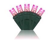 Queens of Christmas S 50MMPI 6GST S 50MMPI 6GST 50 Count Standard Grade Strobe 5MM Conical Pink LED Light Set with in line rectifer on Green Wire