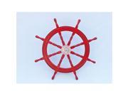 Handcrafted Model Ships SW36CH D Red Deluxe Class Dark Red Wood and Chrome Ship Steering Wheel 36 in. Decorative Accent