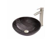 VIGO Interspace Glass Vessel Sink and Shadow Faucet Set in Brushed Nickel Finish