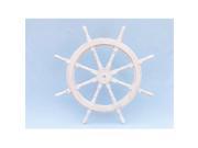 Handcrafted Model Ships SW 173136 Classic Wooden Whitewash Ship Steering Wheel 36 in. Decorative Accent