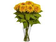 Nearly Natural 1360 YL Sunflower Arrangement With Vase Yellow