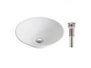 Kraus KCV 143 BN Elavo White Ceramic Round Vessel Bathroom Sink Brushed Nickel