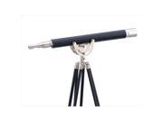 Handcrafted Model Ships ST 0149CH L Floor Standing Chrome And Leather Anchormaster Telescope 50 in. Decorative Accent