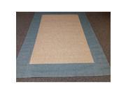 IMS 260710LOWESBL Bordered Pattern Heavyweight Indoor Outdoor Patio Rug Blue Beige 7 x 10 ft.