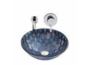 VIGO Rio Glass Vessel Sink and Olus Wall Mount Faucet Set in Chrome