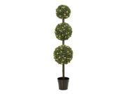 Autograph Foliages C 60171 5 Foot PVC Pine Triple Ball Topiary Green