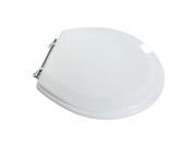 LDR 050 1244WT Toilet Seat Round Beveled Wood With Chrome Hinges White