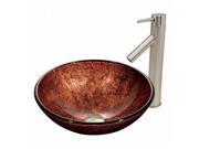 VIGO Mahogany Moon Glass Vessel Sink and Dior Faucet Set in Brushed Nickel Finish
