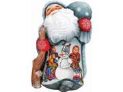G.Debrekht 820021 Woodcarving Toy Giver with Kids 8 in. Woodcarved Santa