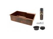 33 Hammered Copper Kitchen Single Basin Sink with Matching Drain and Accessories.