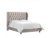 Skyline Furniture 411BEDVLVLGHGR Full Tufted Wingback Bed In Velvet Light Gray