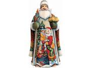 G.Debrekht 215623 Woodcarving Holiday Joy Santa 14 in. Woodcarved Santa
