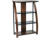 Emette Bookcase With Two Glass Shelves and Cherry Finish