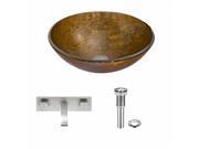 VIGO Textured Copper Glass Vessel Sink and Titus Wall Mount Faucet Set in Brushed Nickel