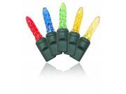 Winterland S 70M55M 4G M5 Faceted Multi Colored LED Light Set With In Line Rectifer On Green Wire