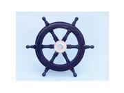 Handcrafted Model Ships SW12CH D blue Deluxe Class Dark Blue Wood and Chrome Ship Steering Wheel 12 in. Decorative Accent