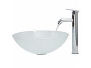 VIGO White Frost Vessel Sink and Faucet Set in Chrome