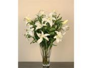 Distinctive Designs 15680 Waterlook Silk Cream White Casa Blanca Lilies in a Fluted Glass Vase